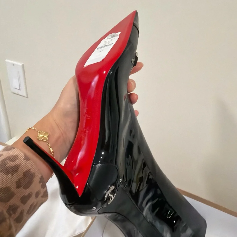 Christian Louboutin IN 90S Botta 80 Black Logo Leather Knee High Boot 40.5 $2395 - Picture 10 of 15